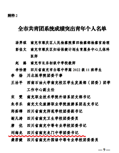 南充龙门中学相关集体、个人位列五四表扬名单168.png